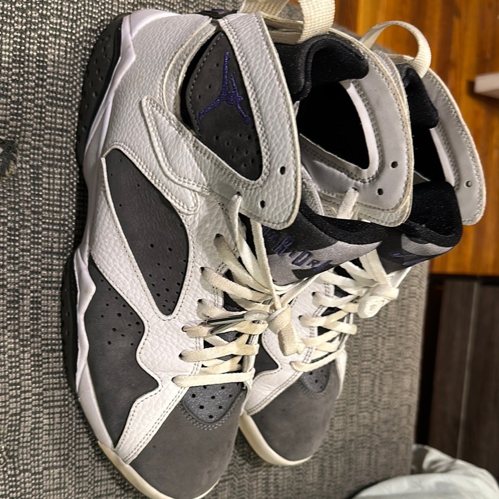 Jordan Gray and White High-Top Sneakers